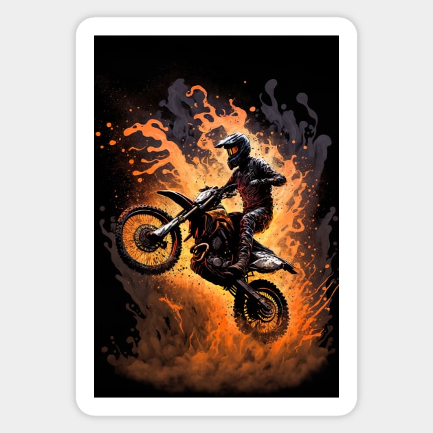 Dirt Bike With Paint Orange Flame Design Sticker by KoolArtDistrict